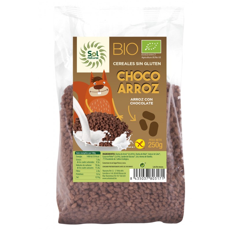 Choco Arroz Hinchado Cacao Sin Gluten 250g Sol Natural